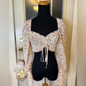 O. Vianca Cream and Red Floral Blouse
